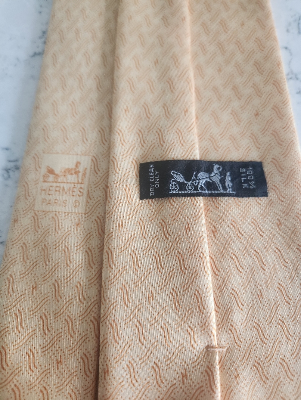 Hermes H Pattren Tie Silk Butter Yellow 7855 UA France Formal Faconnee Initial H - Picture 2 of 10